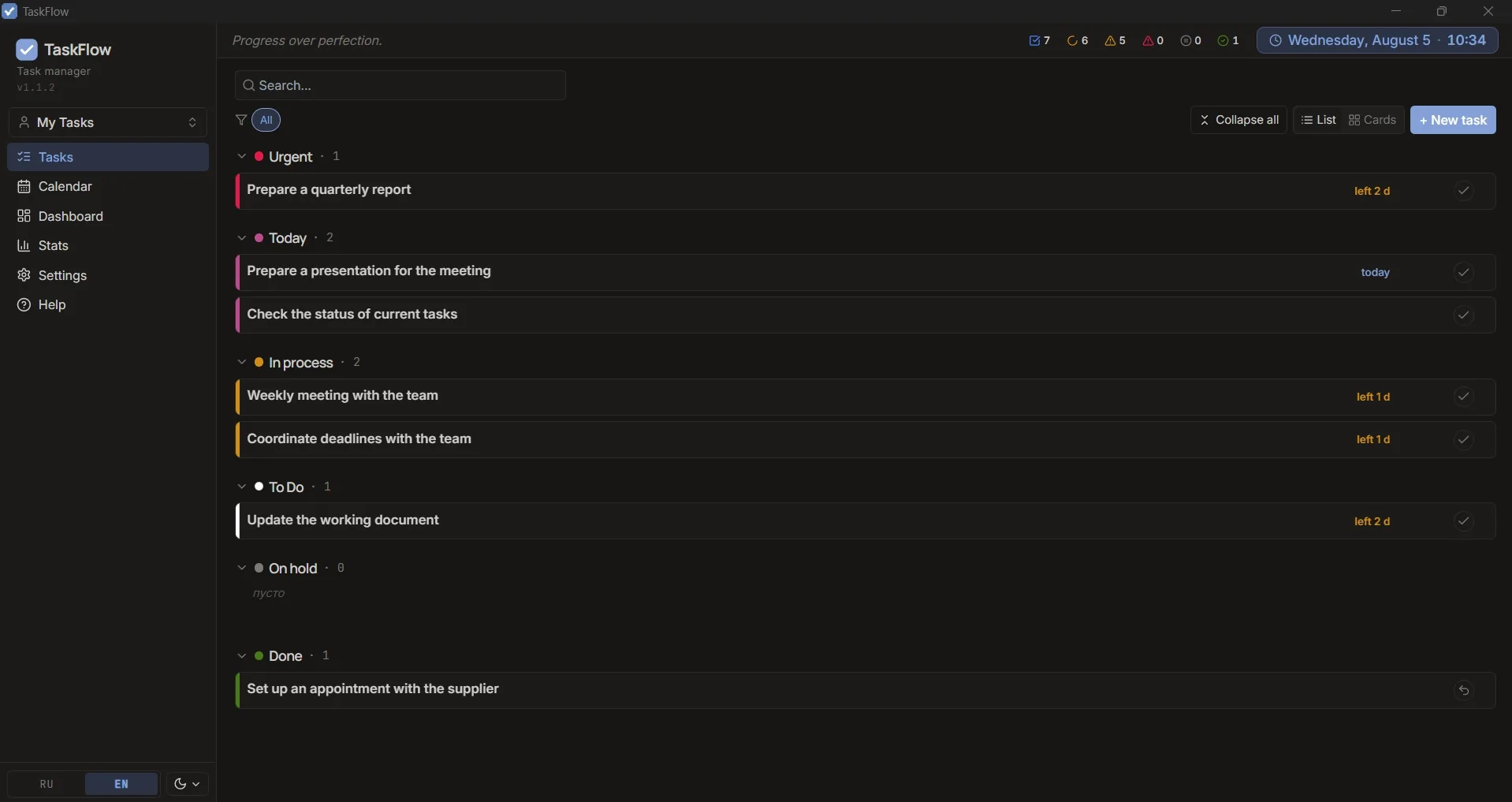 TaskFlow dark theme